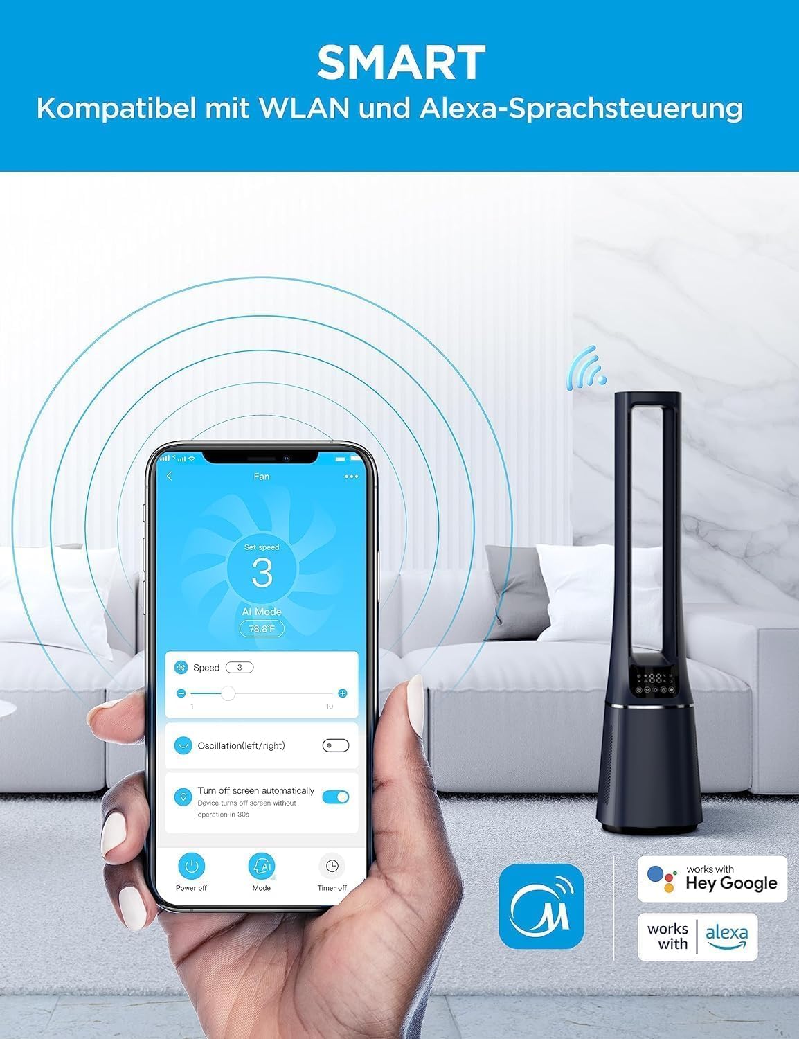 2-in-1 Tower Fan and Air Purifier MFP-120i (BL)
